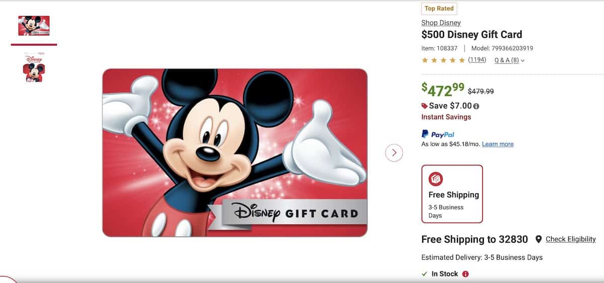 Bj's disney gift card