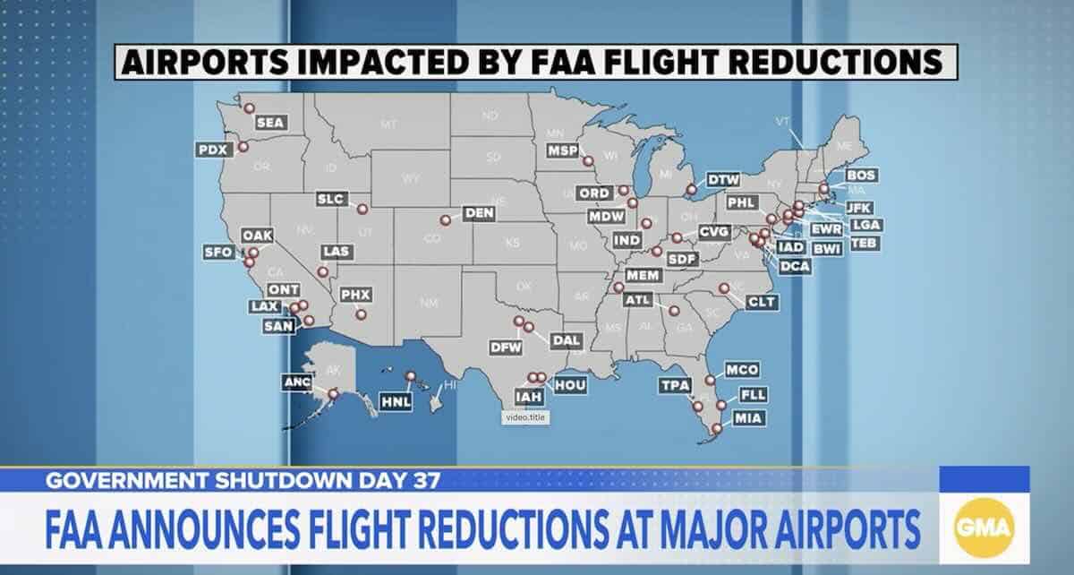 flight reduction 40 airports