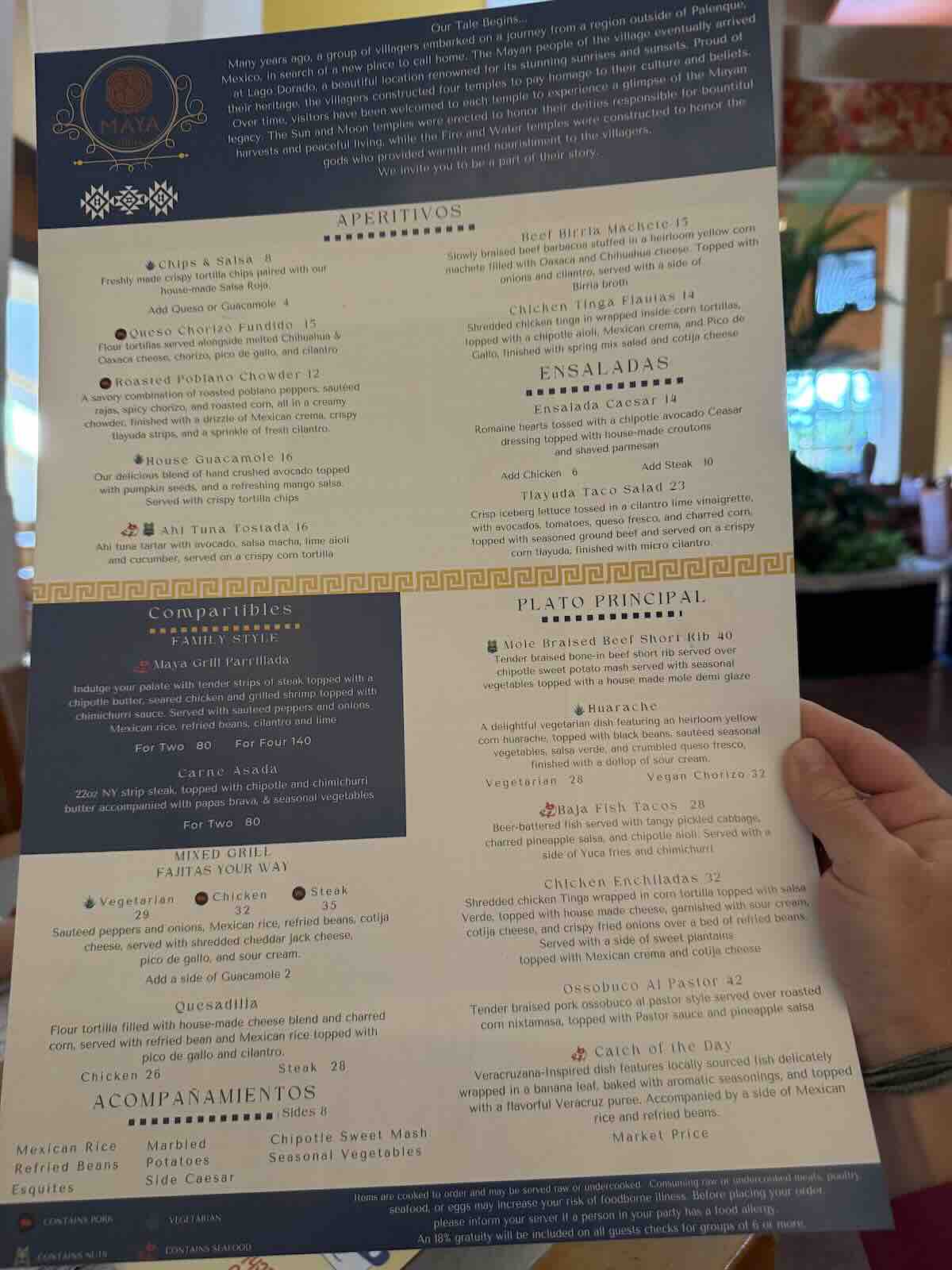 maya grill menu