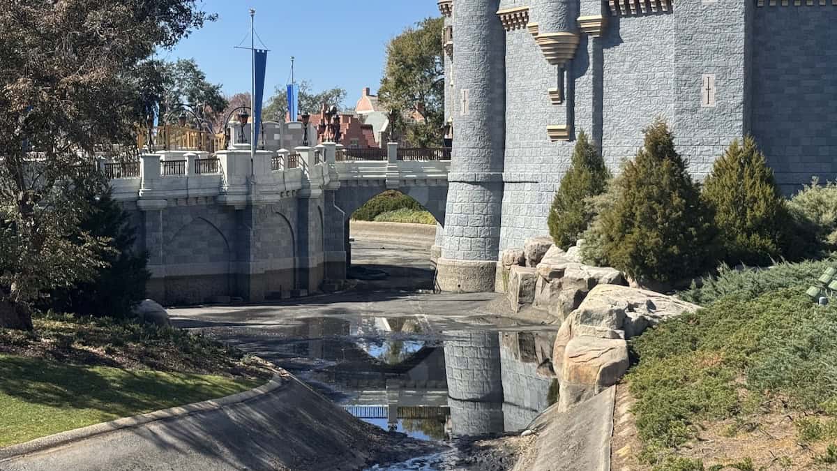 Cinderella Castle moat drained