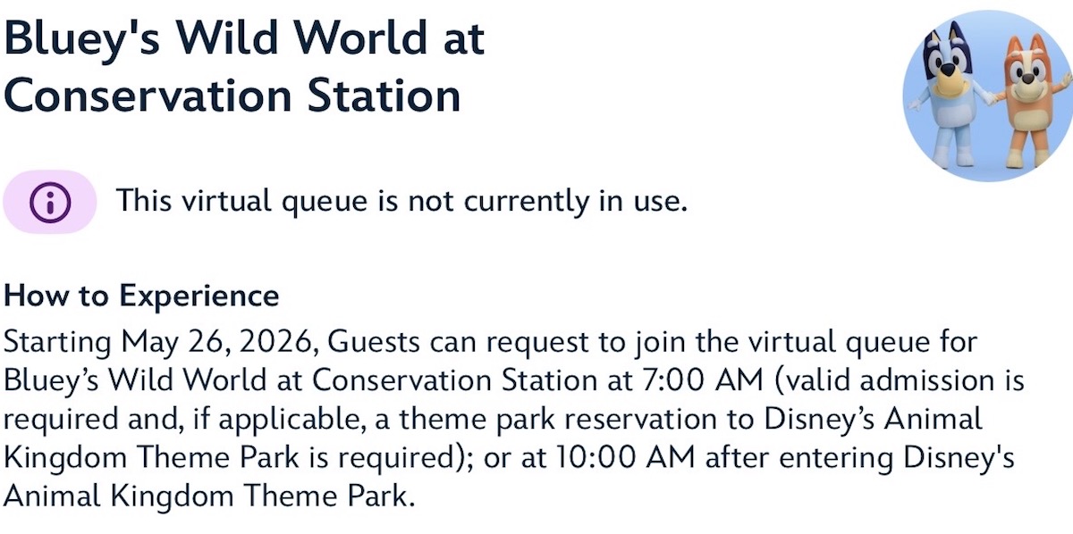 Bluey Virtual Queue